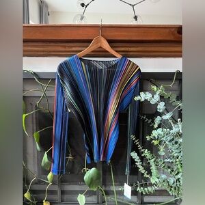 Issey Miyake Pleats Please Warp Top | Size JP 3 | Black stripe